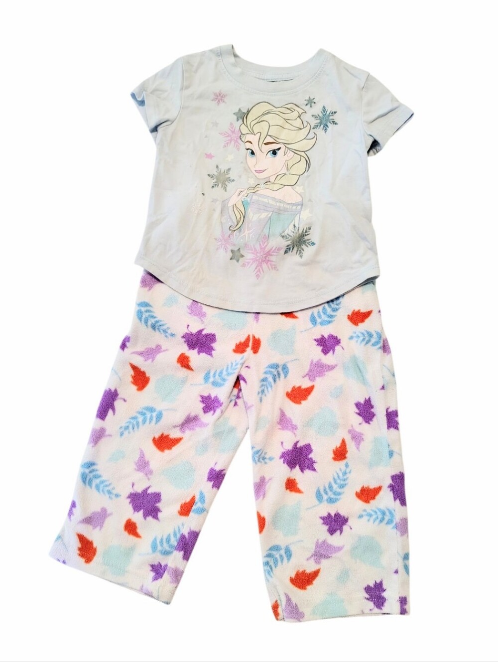 Disney's Frozen Elsa Light Blue Fleece Pant and Short Sleeve Tee Set Size 2T